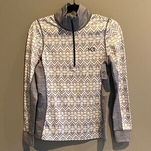 Kari Traa Gray and White Half-Zip Top